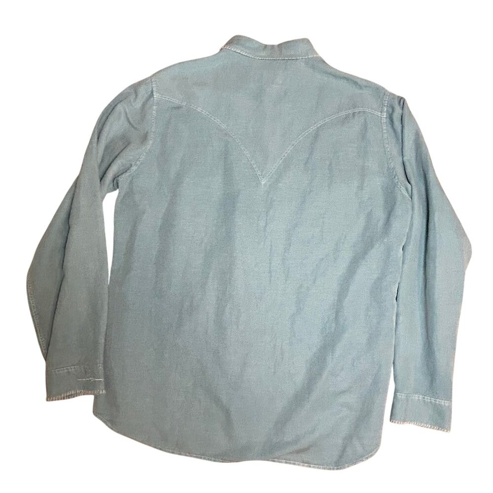 Ryan Michael men's silk linen blend turquoise snap button western shirt XL - Picture 8 of 12